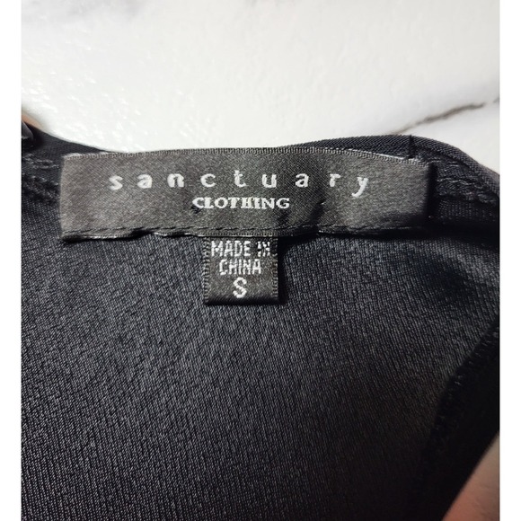 Sanctuary Sleeveless Black Dress Drop Waist Rear Zip Hi Low Hem Small LBD Y2K - Picture 3 of 7